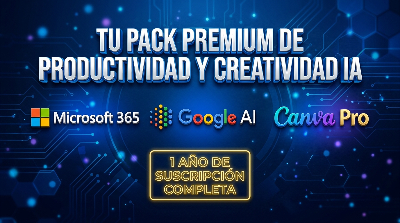 Mega Combo Microsoft 365 + Google AI + Canva Pro - 1 Año de Suscripción Completa